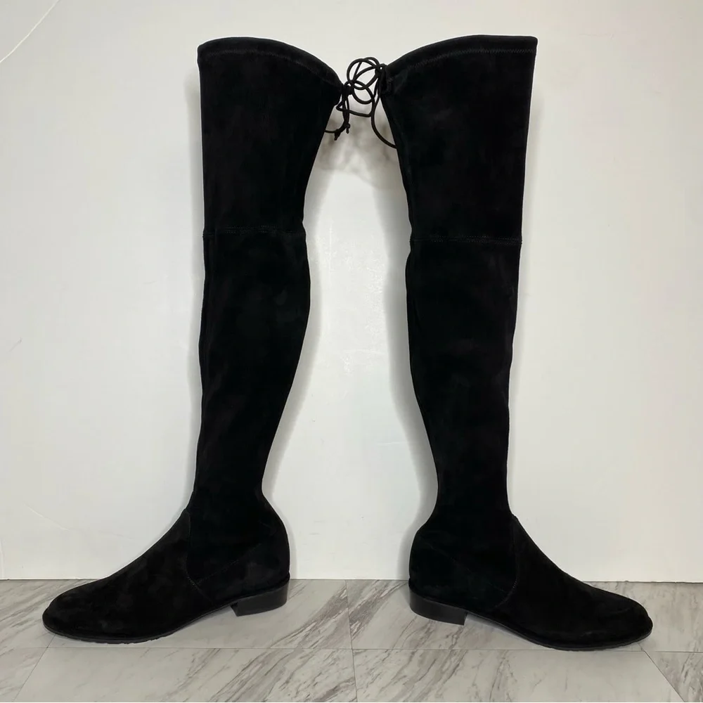 Stuart Weitzman Lowland Black Suede Over the Knee Boot 7M